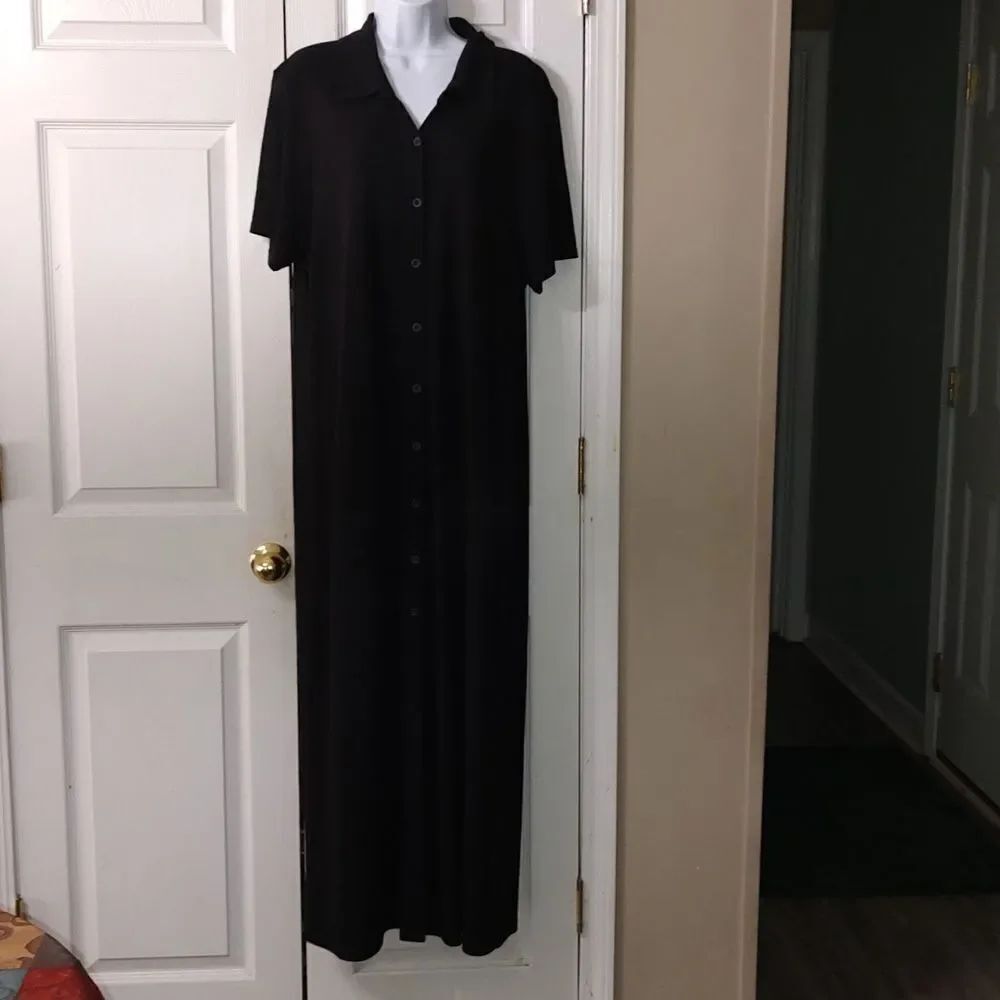 Charter Club black casual button down dress Sz 2X